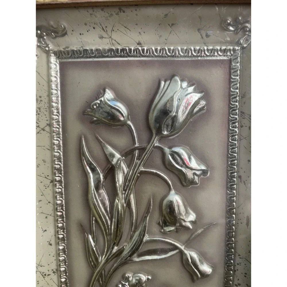 Vtg 1950's Four Seasons Metalcraft Spring - 3D Flowers Victorian Framed Wall Art